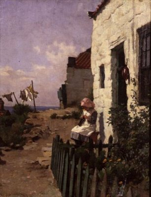 Kulübe Kapısında by Charles Haigh Wood