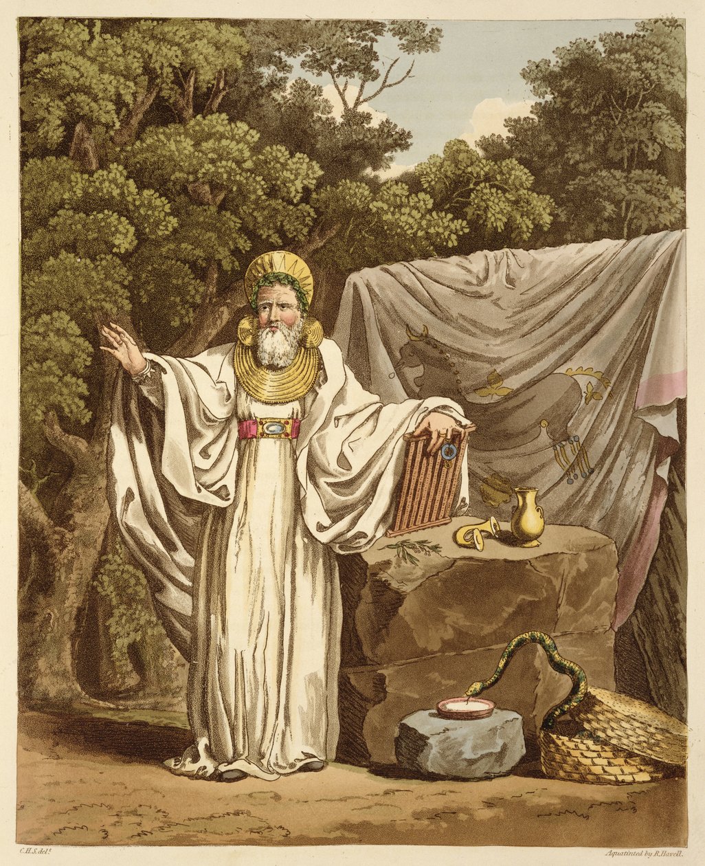 Yargısal Alışkanlığında Bir Arch Druid, Robert Havell (1769-1832) 1815 (aquatint) tarafından oyulmuş by Charles Hamilton Smith