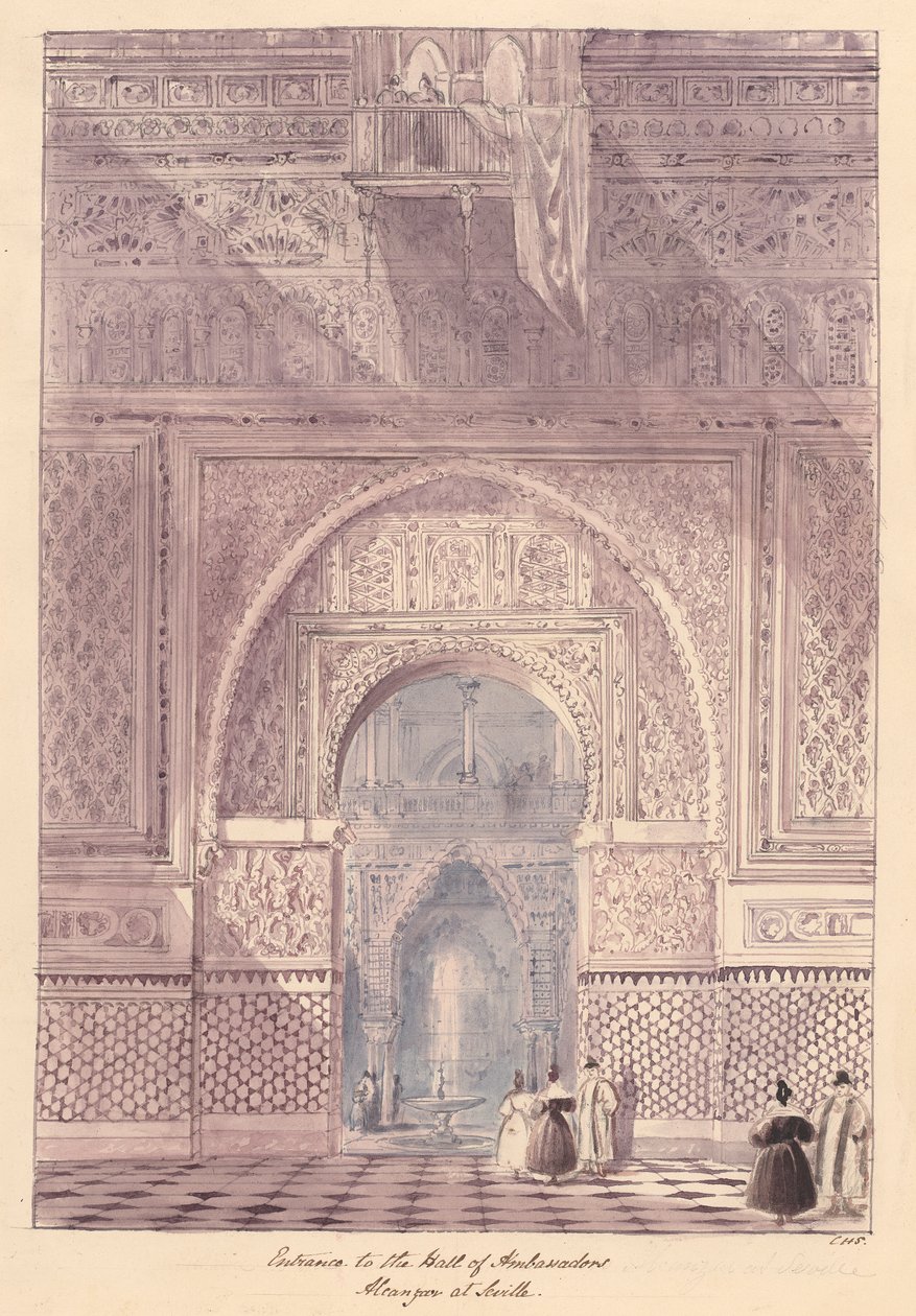 Büyükelçiler Salonu'na giriş, Seville'deki Alcazar by Charles Hamilton Smith