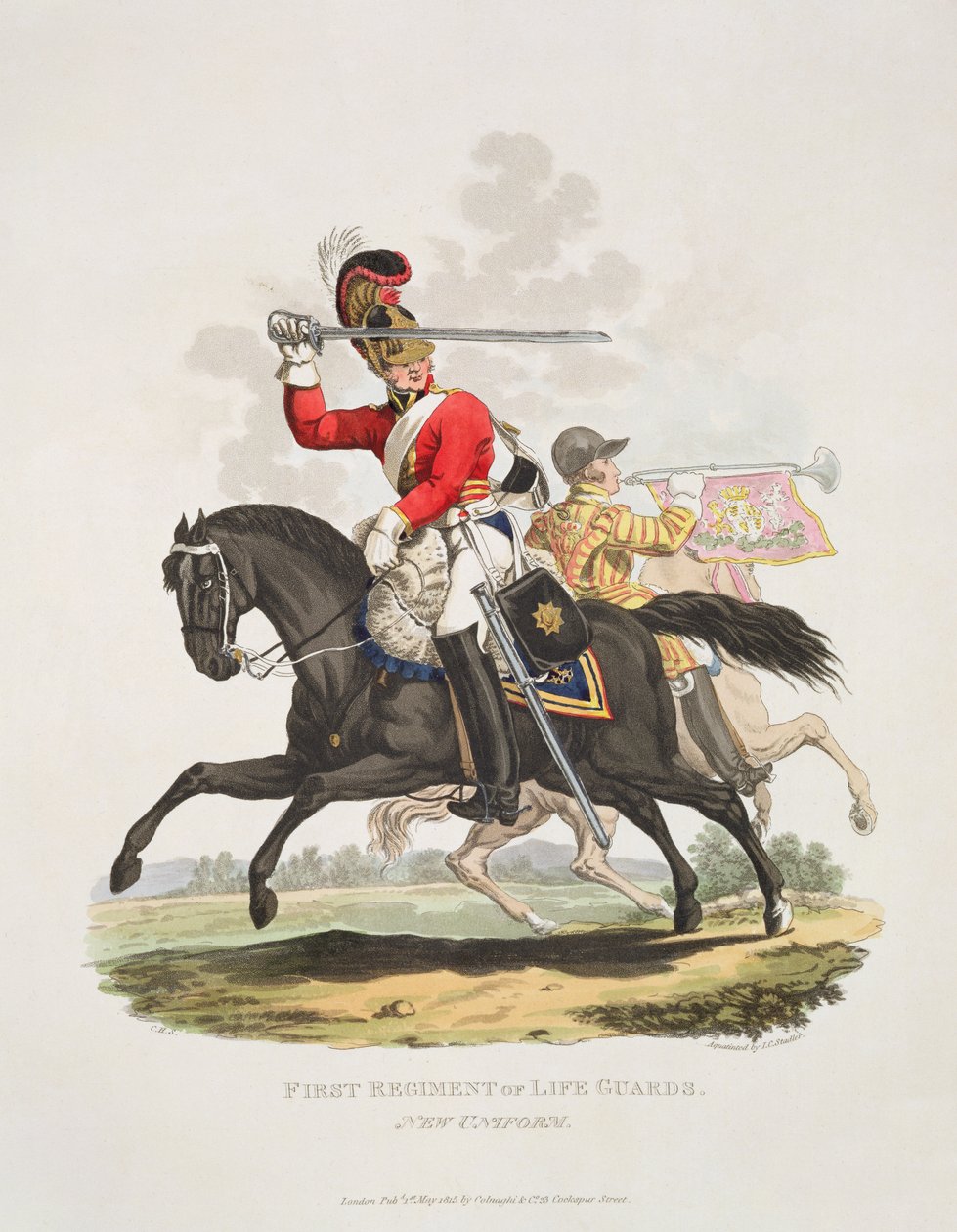 İlk Yaşam Muhafızları Alayı, Yeni Üniforma, Joseph Constantine Stadler tarafından oyulmuş, 1815 (aquatint) by Charles Hamilton Smith