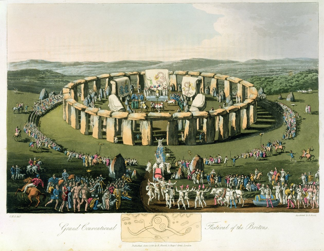 Britonların Büyük Konvansiyonel Festivali, su ve pub. Robert Havell (1769-1832) 1815 (aquatint) tarafından by Charles Hamilton Smith