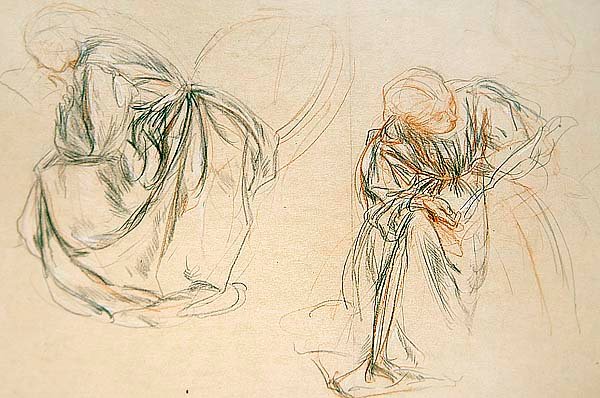 Oturan bir kadının okuma çalışmaları (kağıt) by Charles Haslewood Shannon