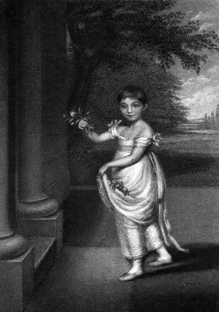 Elizabeth Barrett Moulton-Barrett dokuz yaşında, gravür G. Cook, c. C19