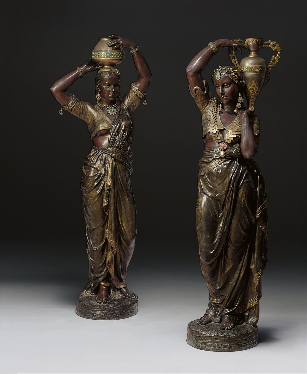 Vazo taşıyan Hintli kadın şeklinde iki bronz meşale, 1862 -1865 by Charles Henri Joseph Cordier