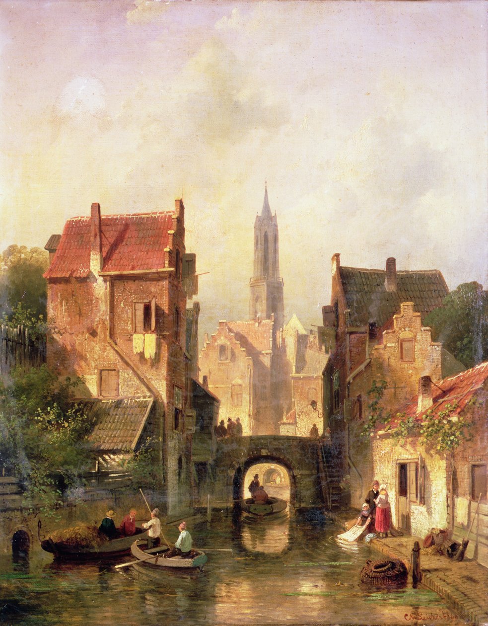 Bir Hollanda kanalı sahnesi, 1866 by Charles Henri Joseph Leickert
