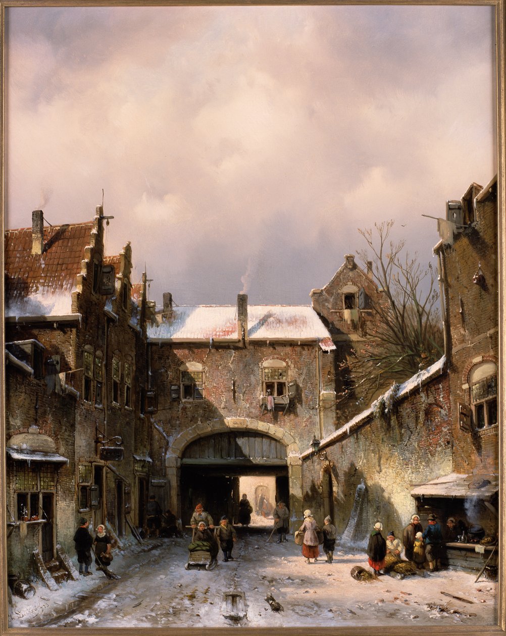 Kışın Bir Köy Sokak Manzarası, 1893 by Charles Henri Joseph Leickert
