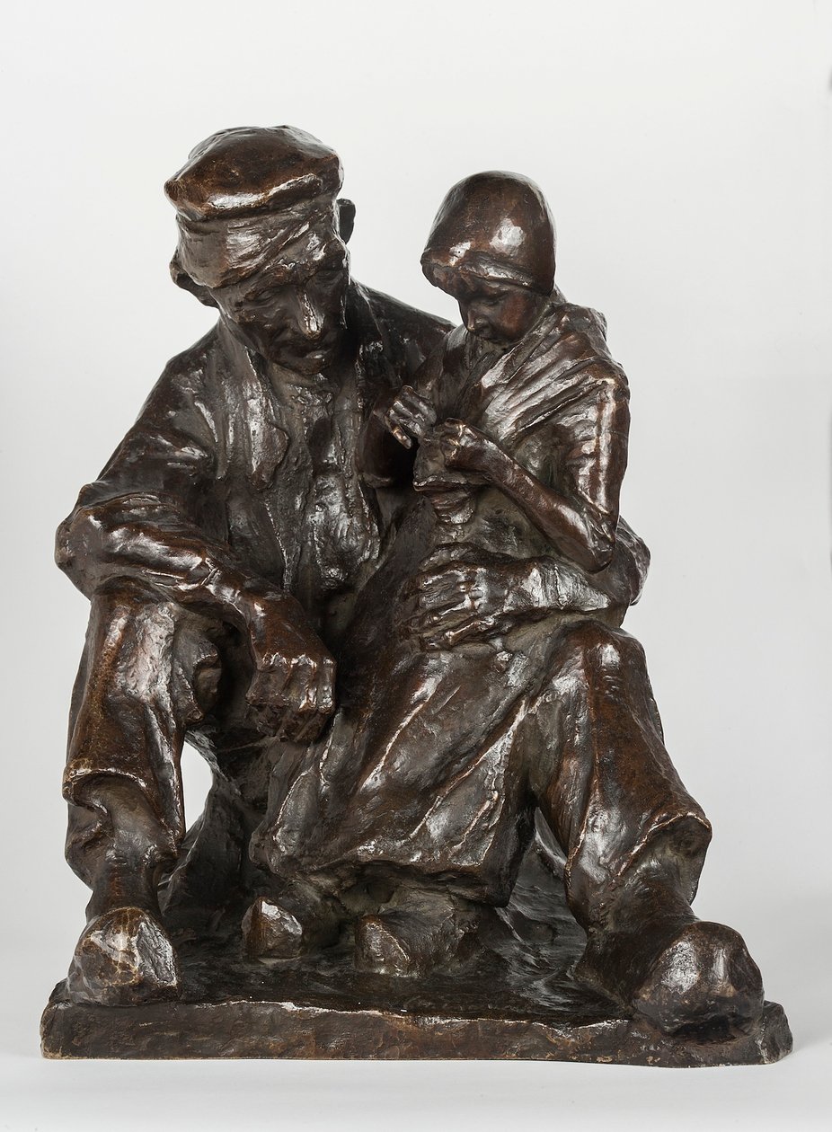 Büyükbaba ve Torun bronz by Charles Henri Marie van Wijk
