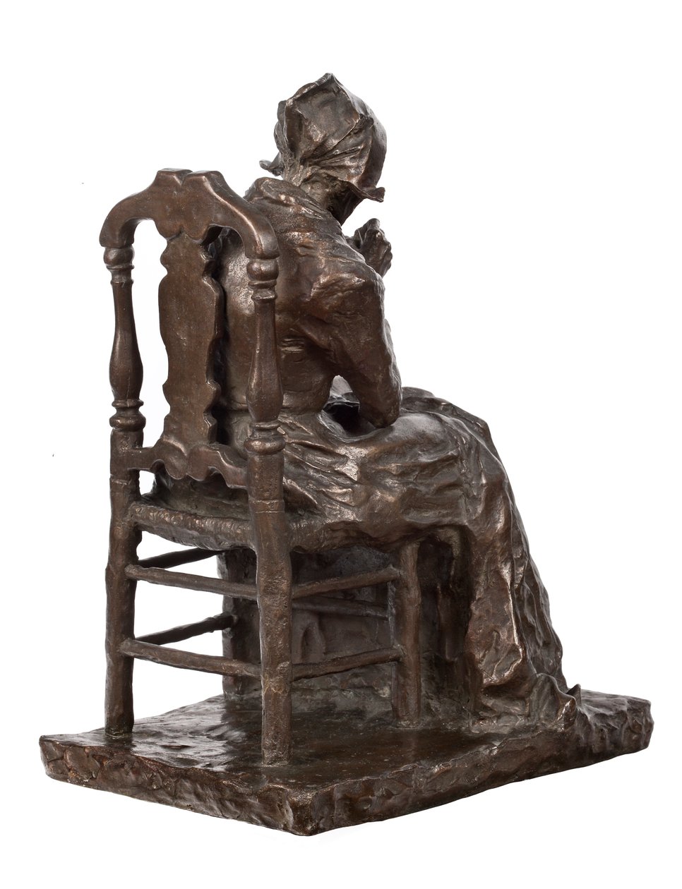 Ketenini Tamir Eden Yaşlı Kadın (bronz) by Charles Henri Marie van Wijk