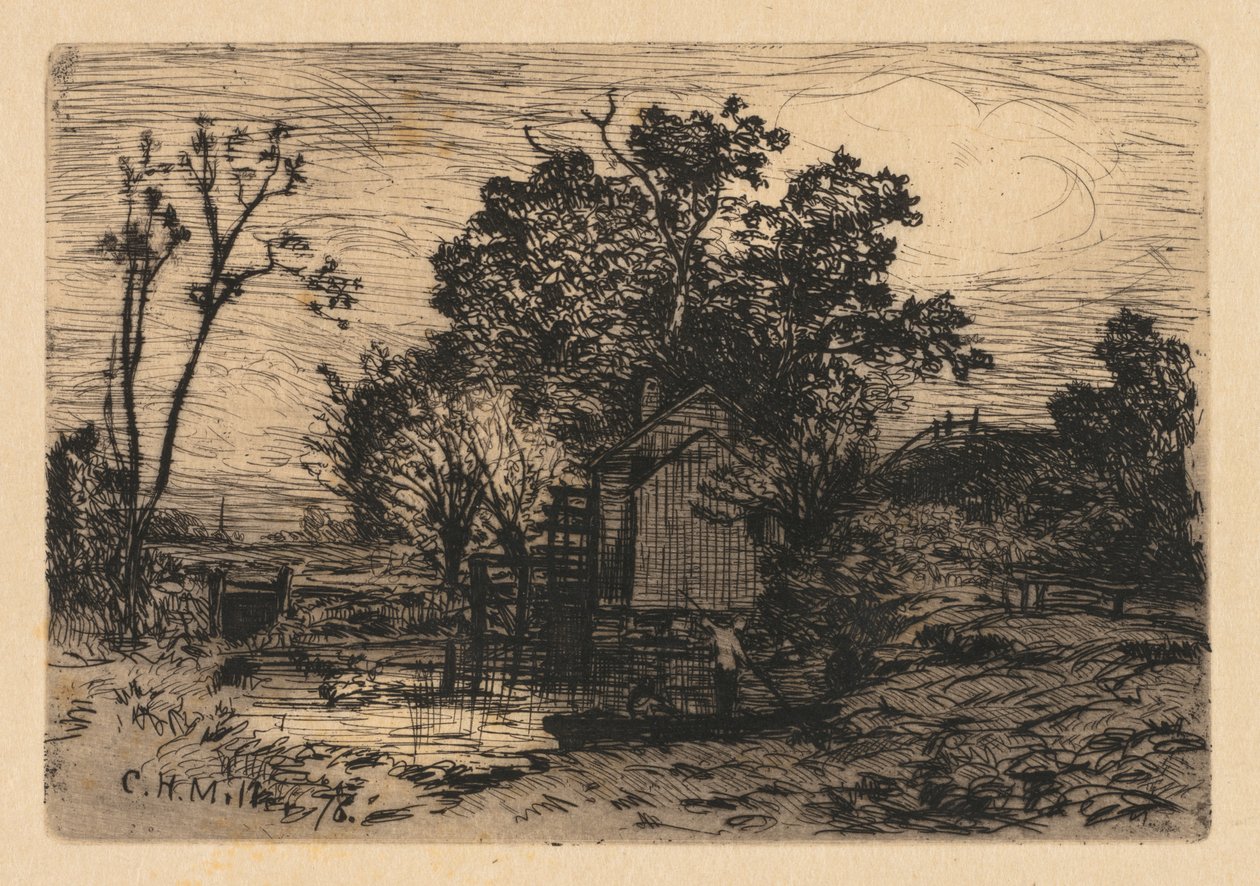Kulübe ve Teknede İki Figür by Charles Henry Miller