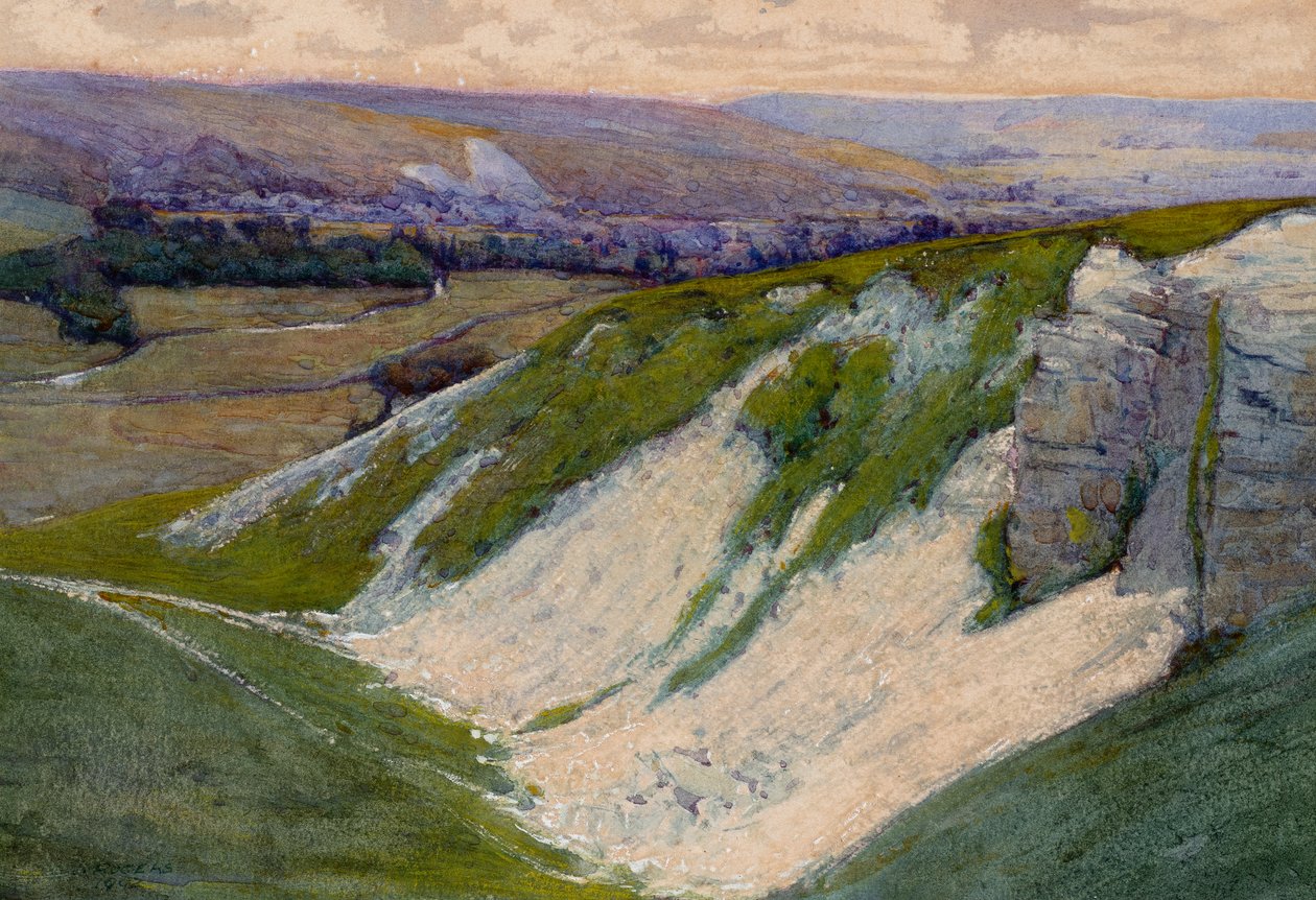 Tebeşir Çukuru, Sussex (suluboya) by Charles Herbert Rogers