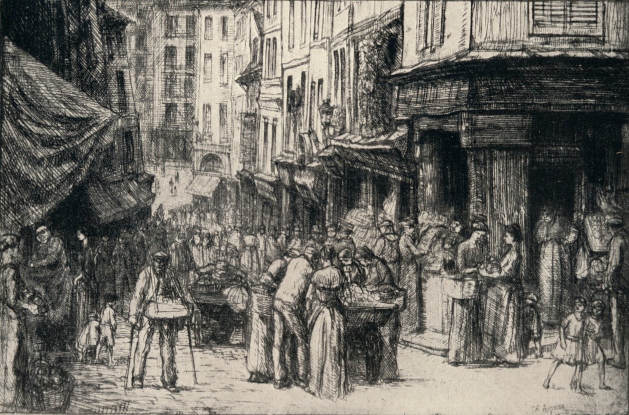"Kalabalık, Rue Mouffetard", 1915 by Charles Heyman