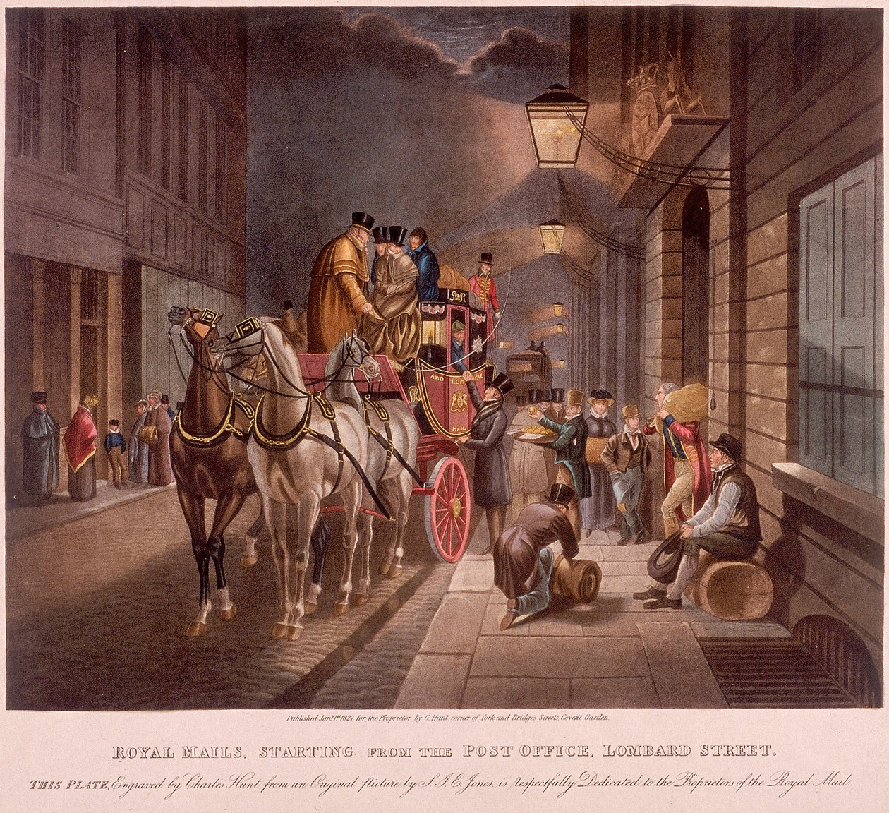 Genel Postane, Lombard Street, Londra, 1827 by Charles Hunt