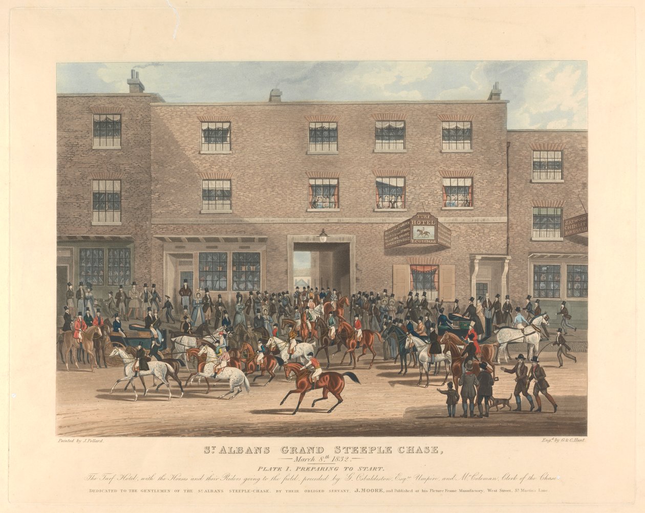 Çan kulesi peşinde koşma [altılı set]: St. Albans Grand Çan Kulesi Takibi. / 8 Mart 1832. Levha 1. Başlamaya Hazırlanıyor... by Charles Hunt