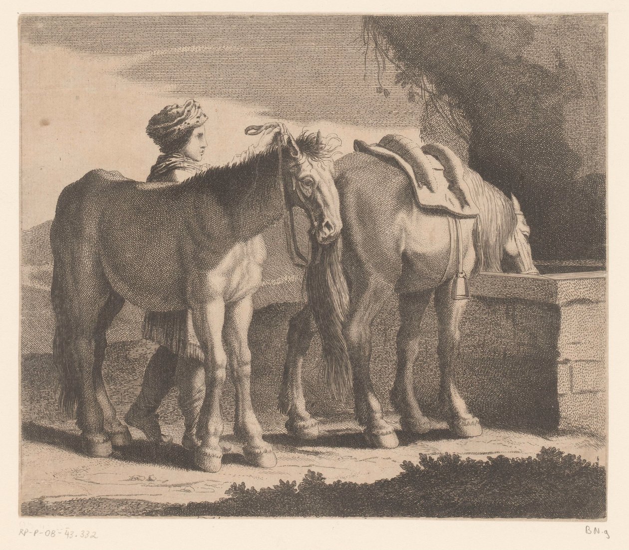 atları içmek Masete de Normandie (nesne üzerindeki başlık) Hayvan serisi (dizi adı) by Charles II Errard (attributed to)