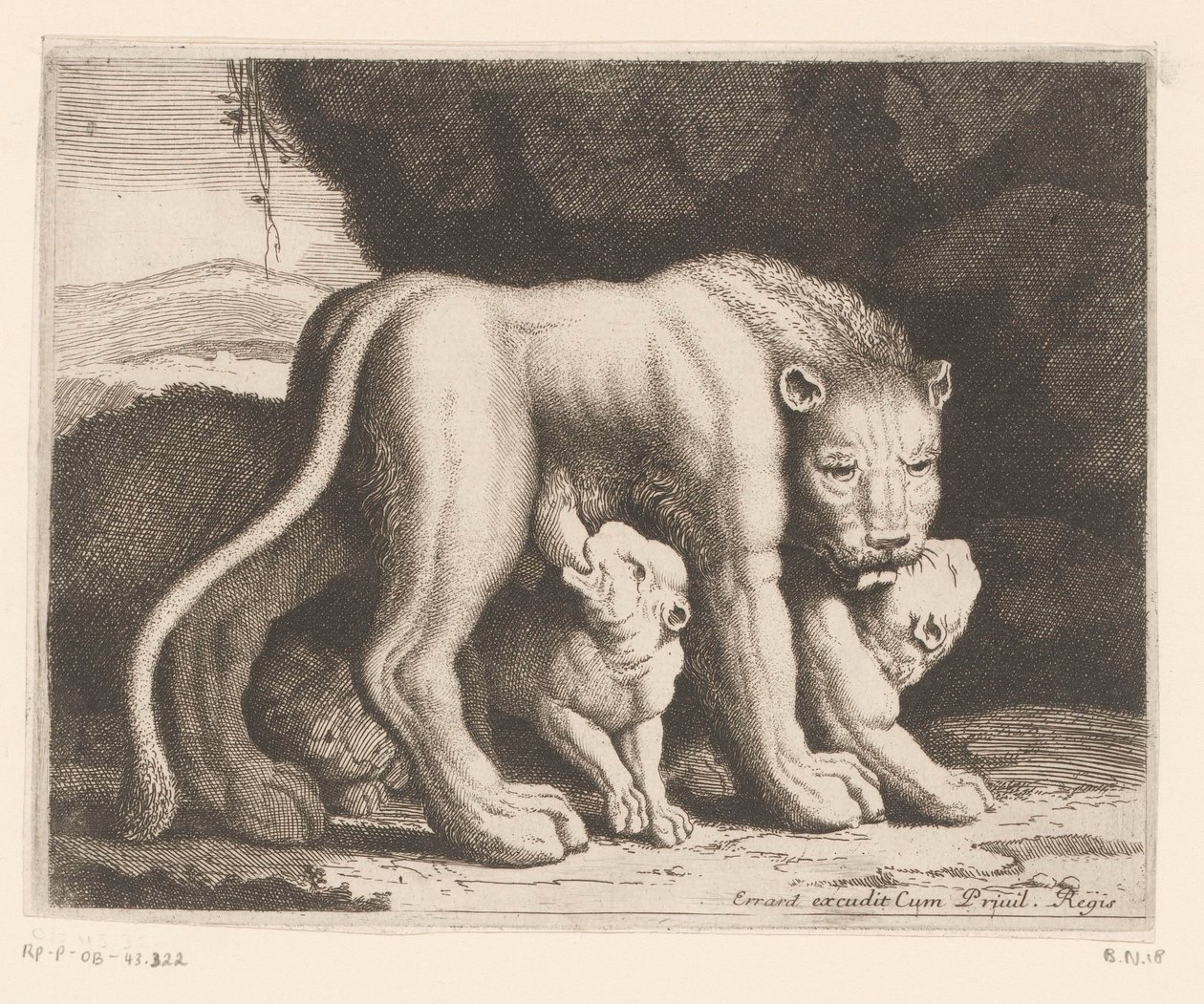 emzikli dişi aslan Hayvan serisi (dizi adı) by Charles II Errard (attributed to)