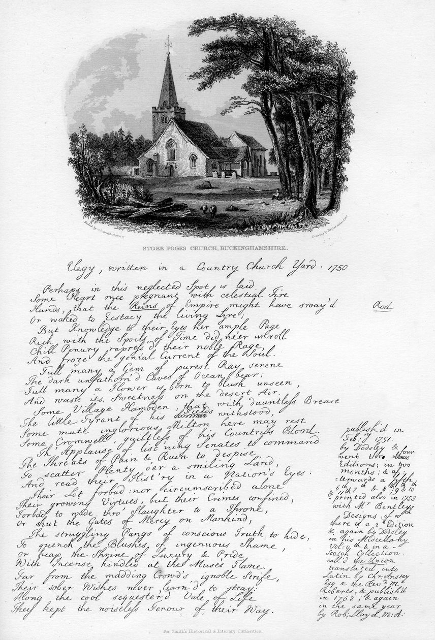 Stoke Poges Kilisesi, Buckinghamshire, c1750, 1840 by Charles J. Smith