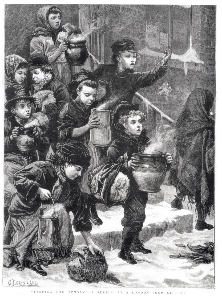 Açları Beslemek, Londra Aşevi, 1880 by Charles J. Staniland