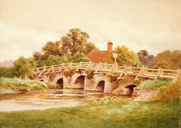 Frensham Köprüsü (suluboya) by Charles James Adams