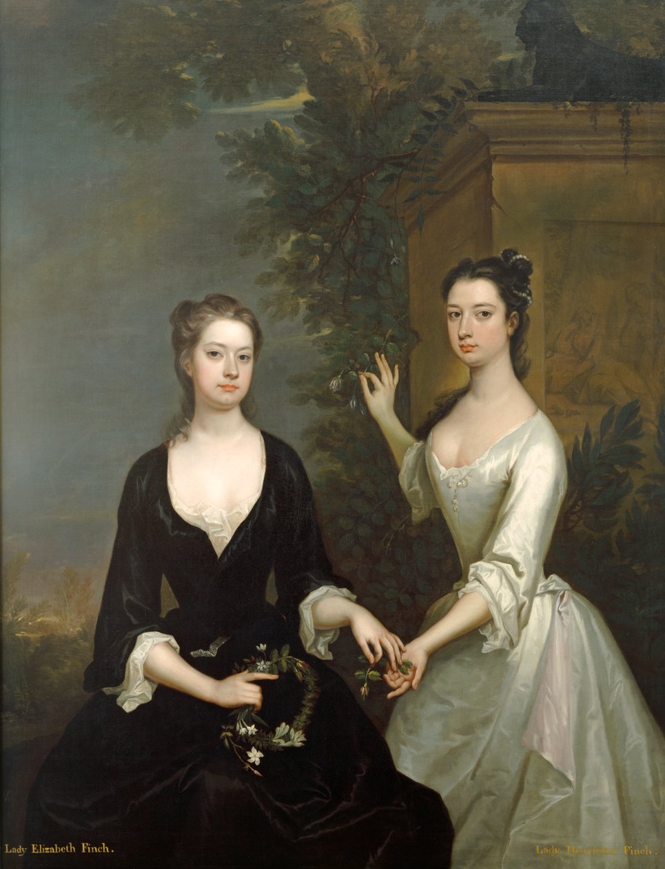 Leydi Henrietta ve Leydi Elizabeth Finch, 1732 dolayları (tuval üzerine yağlıboya) by Charles Jervas