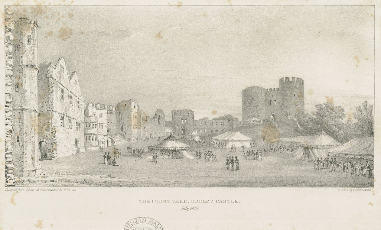 Dudley Castle - The Keep: litografi, Temmuz 1837 (baskı) by Charles Joseph Hullmandel