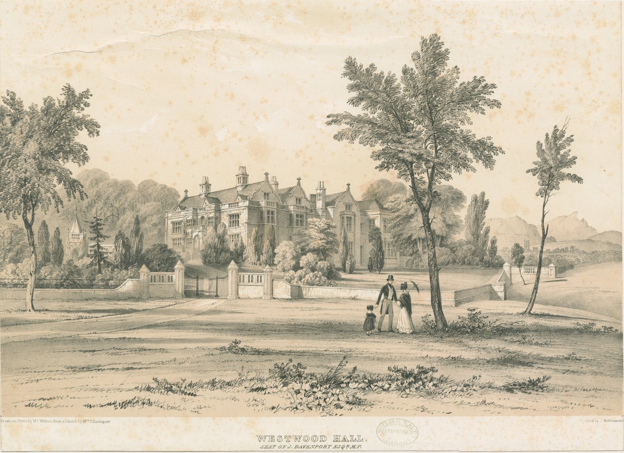 Westwood Hall: renkli litografi, nd [1832-1841] by Charles Joseph Hullmandel