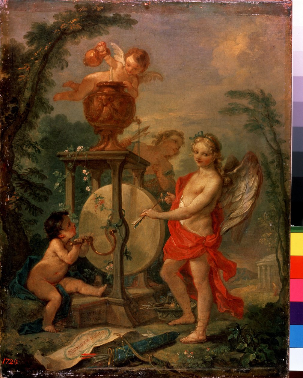 Aşk tanrısı bir ok bileme. Charles Joseph Natoire (Charles-Joseph Natoire) tarafından yapılan boyama by Charles Joseph Natoire