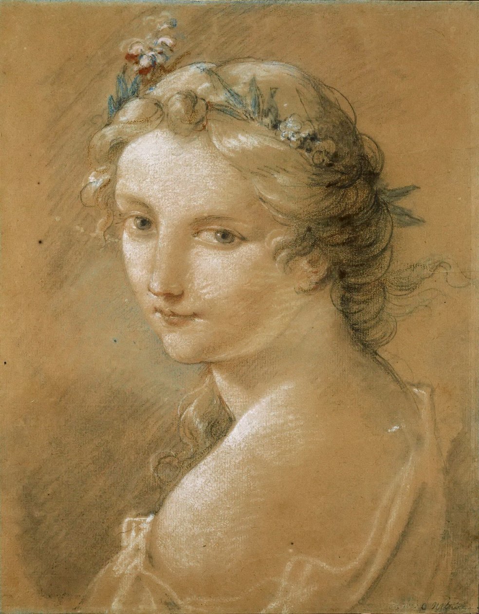 Genç Bir Kadının Portresi. by Charles Joseph Natoire