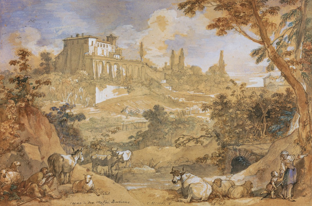 Don Maffeo Barberino kumarhanesinden bir görünüm by Charles Joseph Natoire