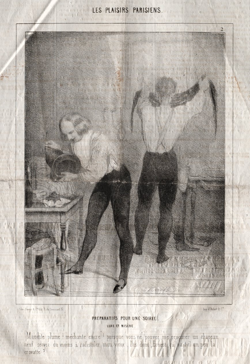 Les Plaisirs Parisiens: Bir akşam için hazırlıklar. Lüks ve sefalet. Lanetli tüy! kötü mürekkep!... by Charles Joseph Traviès de Villers
