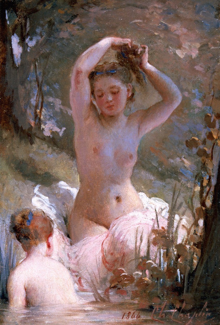 Banyoda İki Kız, 1864 by Charles Joshua Chaplin