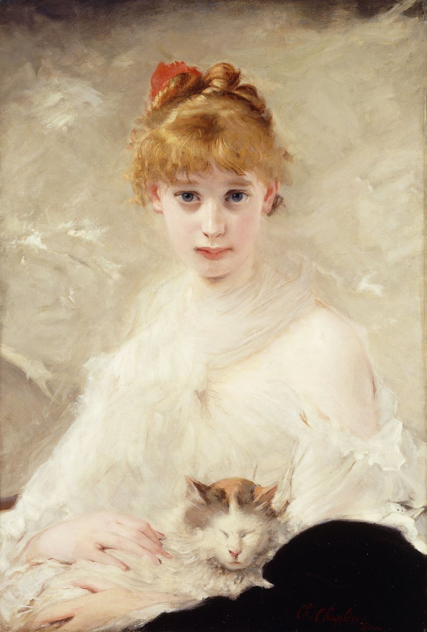 Kedili Genç Kız; kedili kız, by Charles Joshua Chaplin