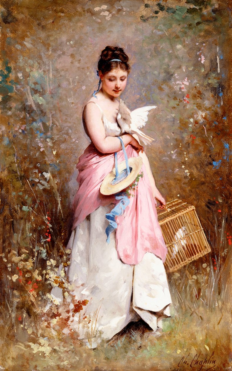 güvercinli genç kız, by Charles Joshua Chaplin