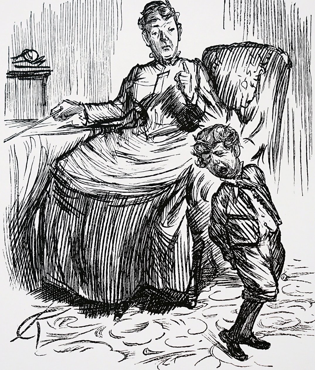 yaramaz oğlunu cezalandıran bir anne by Charles Keene