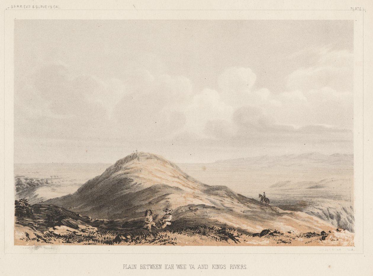 Kah Wee Ya ve Kings Nehirleri Arasında Ova, litho, A. Hoen & Co., 1855 chromolitho by Charles Koppel