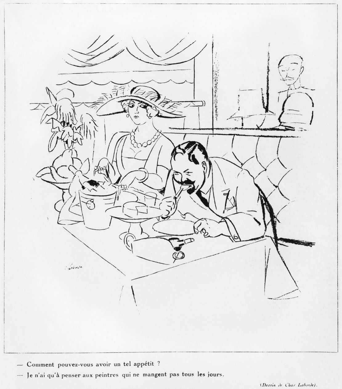 Yemek, 'L'Amour de l'Art'dan bir illüstrasyon, 1925 by Charles Laborde