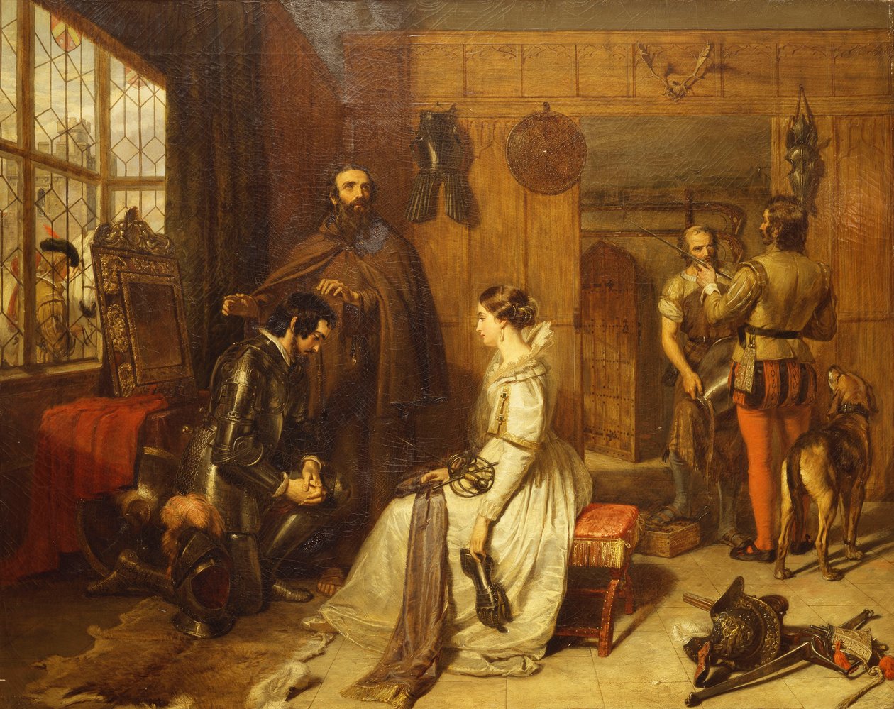 Bir Ayrılık Kutsaması - "Şövalyeliğin ve yeminin üzerine doğruyu söyle", by Charles Landseer