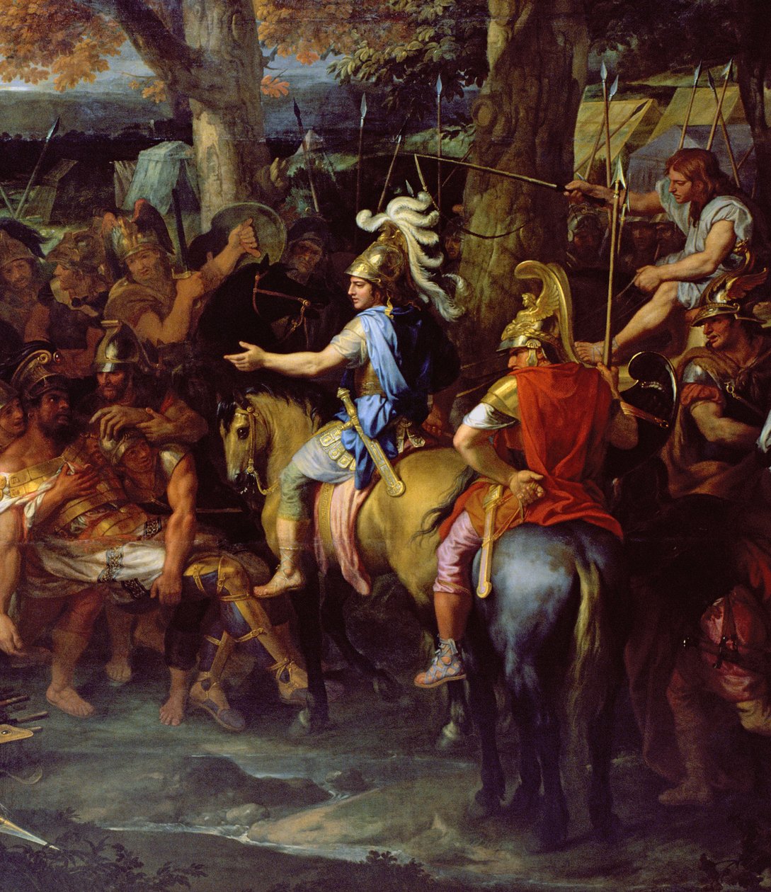 İskender ve Porus Hydaspes Savaşı'nda, c.1673 (tuval üzerine yağlı boya) (90063 detayı) by Charles Le Brun