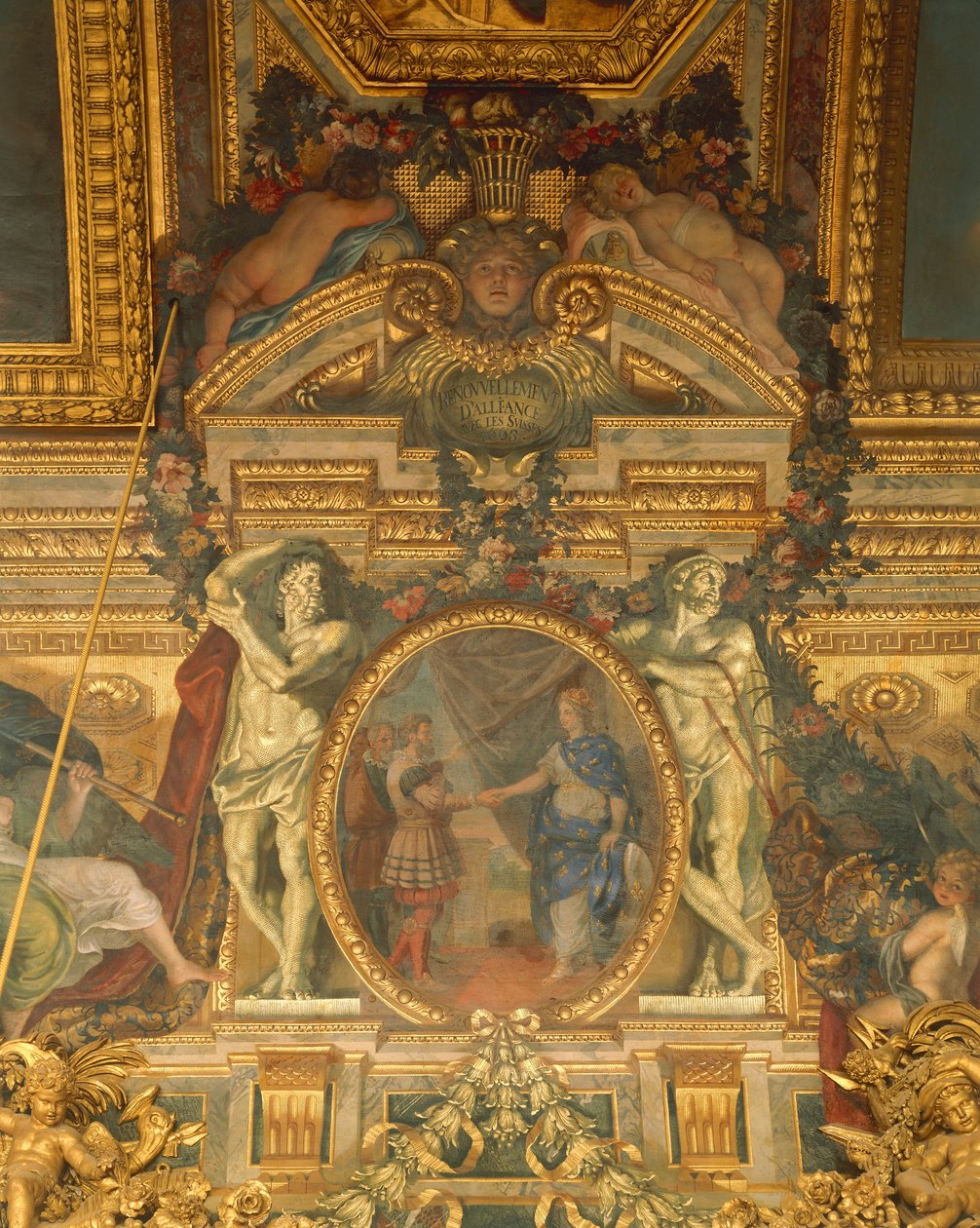 Charles Le Brun (1619-1690), Aynalar Salonu, Versailles Sarayı (UNESCO Dünya Mirası Listesi) tarafından yapılan süslemelerin detayı by Charles Le Brun
