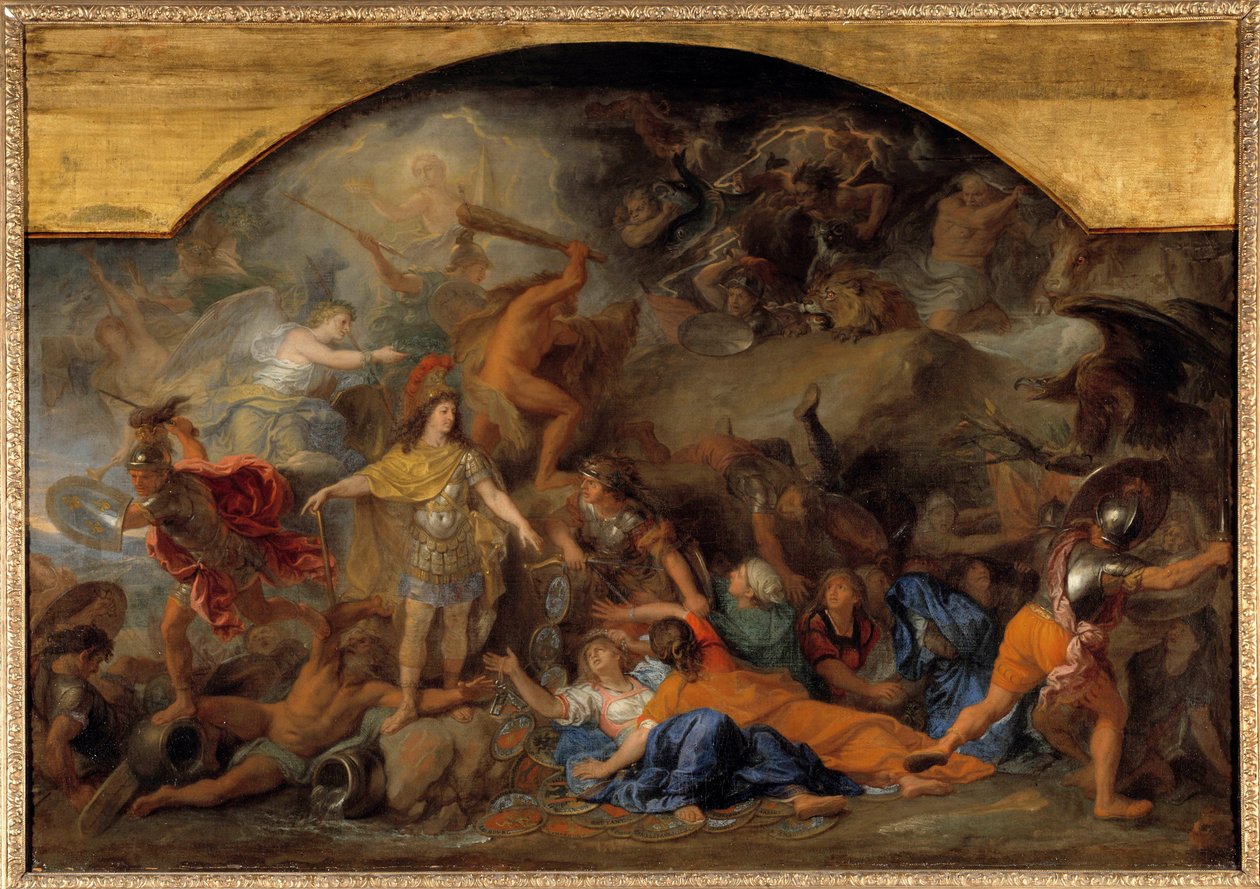 Hollanda Savaşı (1672-1679): “” Franche-Comte 1674'te ikinci kez fethetti”” Charles Lebrun (Le Brun) (1619-1690) 17. yüzyıl Güneşi. 0,93x1,4 m by Charles Le Brun