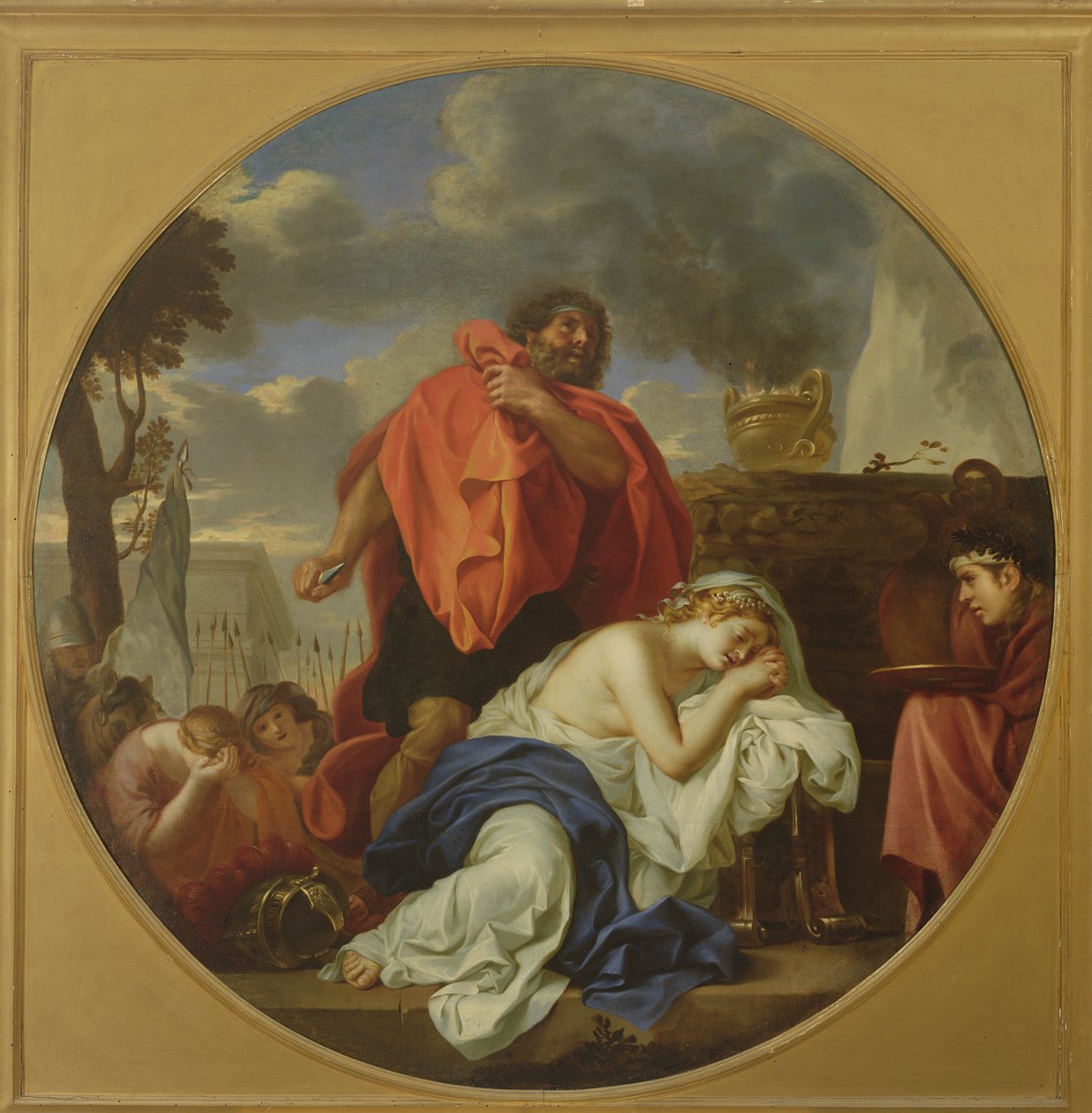 Jephthah kızını kurban etmek üzere (tuval üzerine yağlı boya) by Charles Le Brun