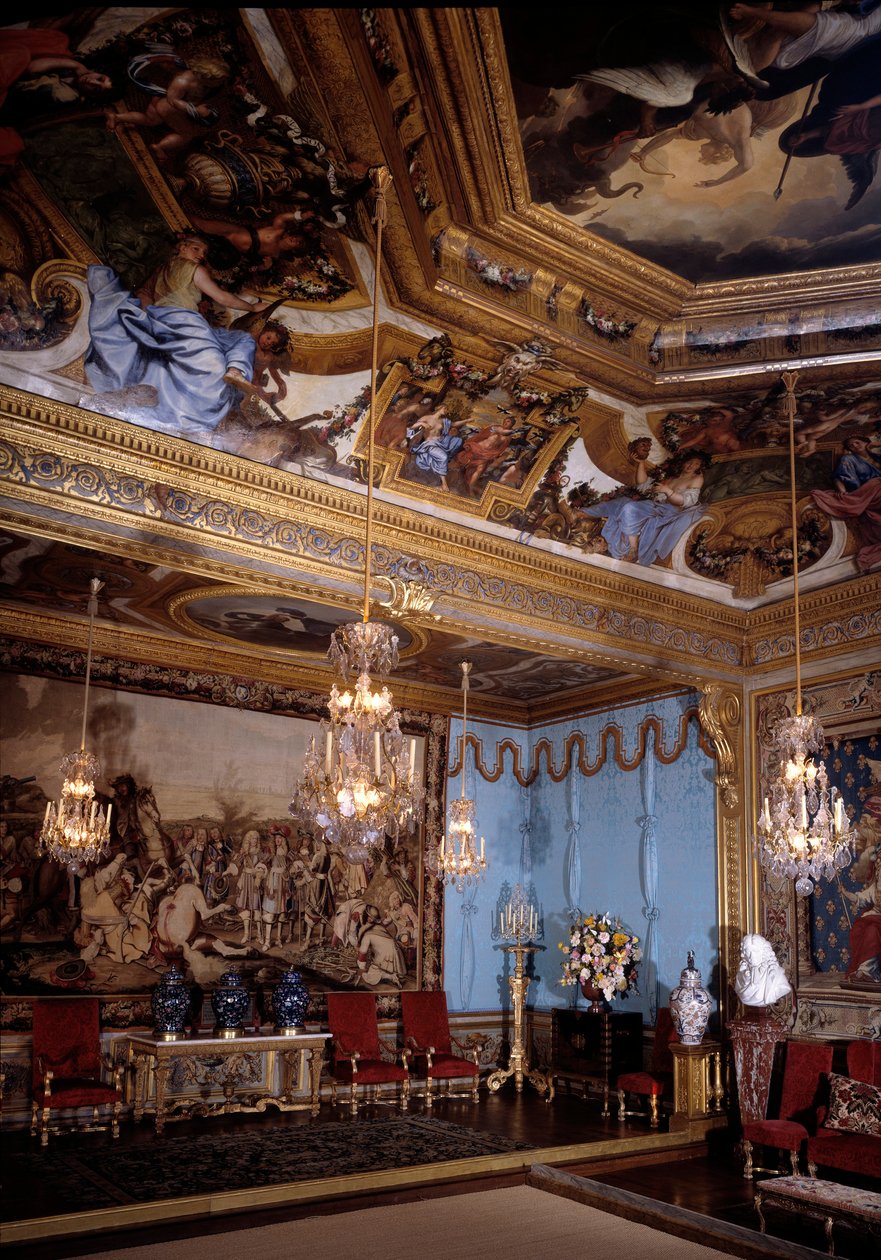 İlham perilerinin salonu, Vaux Le Vicomte (Vaux-Le-Vicomte) kalesi. Charles Lebrun (Le Brun) (1619-1690) tarafından dekor by Charles Le Brun