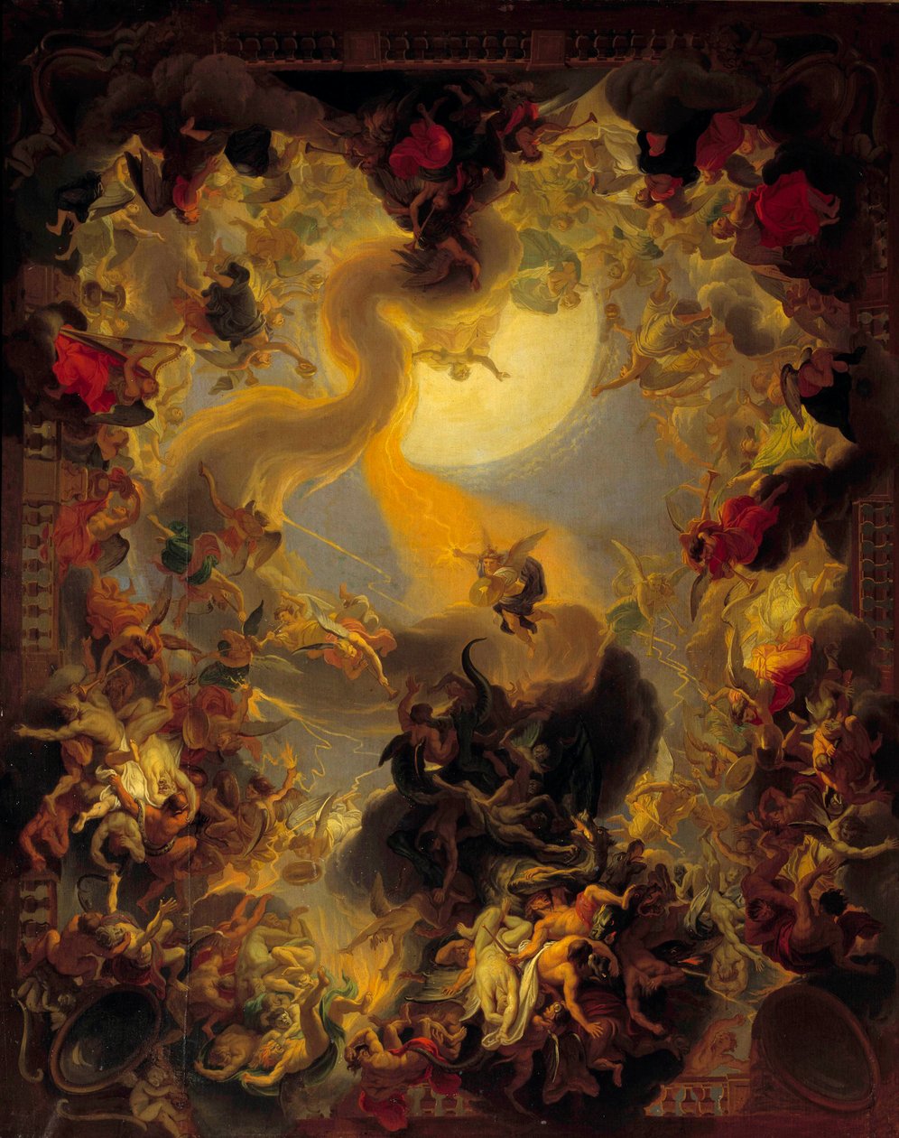 Asi meleklerin düşüşü. Charles Lebrun (Le Brun) (1619-1690) tarafından yapılan boyama by Charles Le Brun