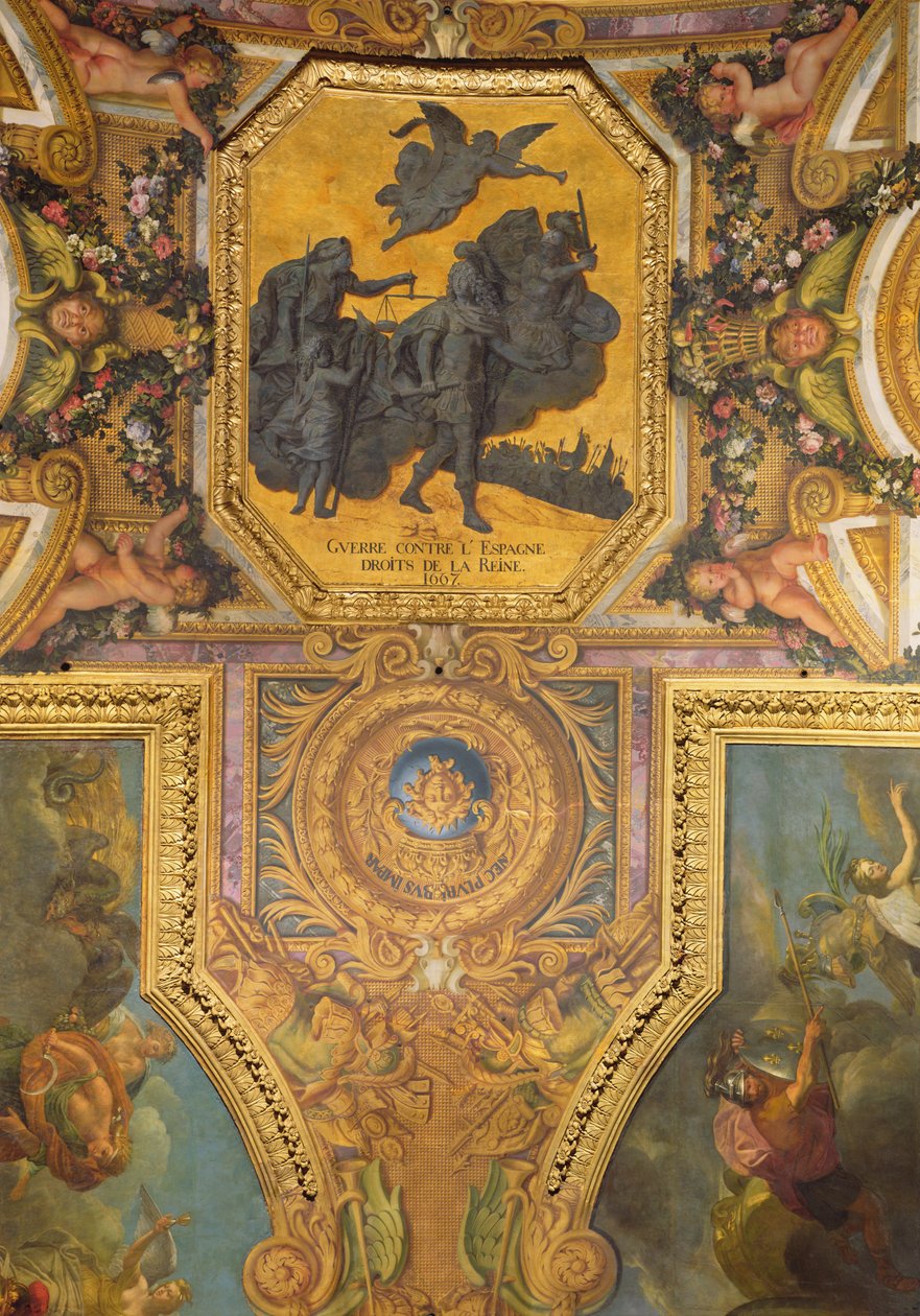 1667'de Kraliçe'nin Hakları için Savaş, Galerie des Glaces'ten Tavan Resmi by Charles Le Brun