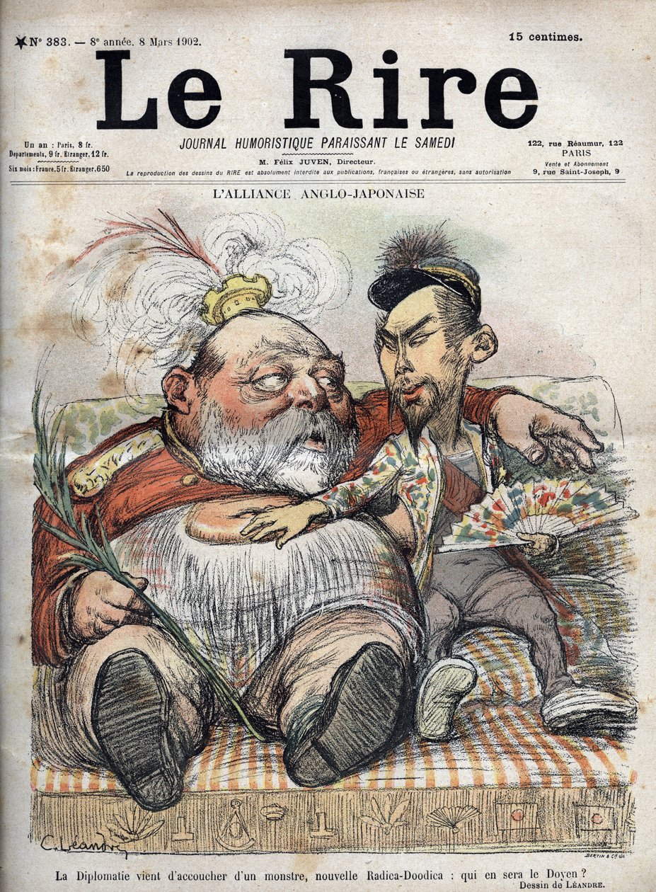 Anglo-Japon İttifakı (Japon Anglo 1902) Diplomasi yeni bir canavarı doğurdu, yeni Radica-Doodica: Dekan kim olacak? - King Edward VII - KARİKATÜR 1902, Charles LEANDRE (1862-1934) tarafından Kahkaha için by Charles Leandre