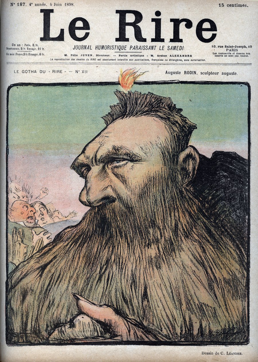 Auguste Rodin (1840-1917) heykeltıraş Augustus - Charles Leandre (1862-1934) tarafından çizilen karikatür, 4 Haziran tarihli “Le Rire”de by Charles Leandre