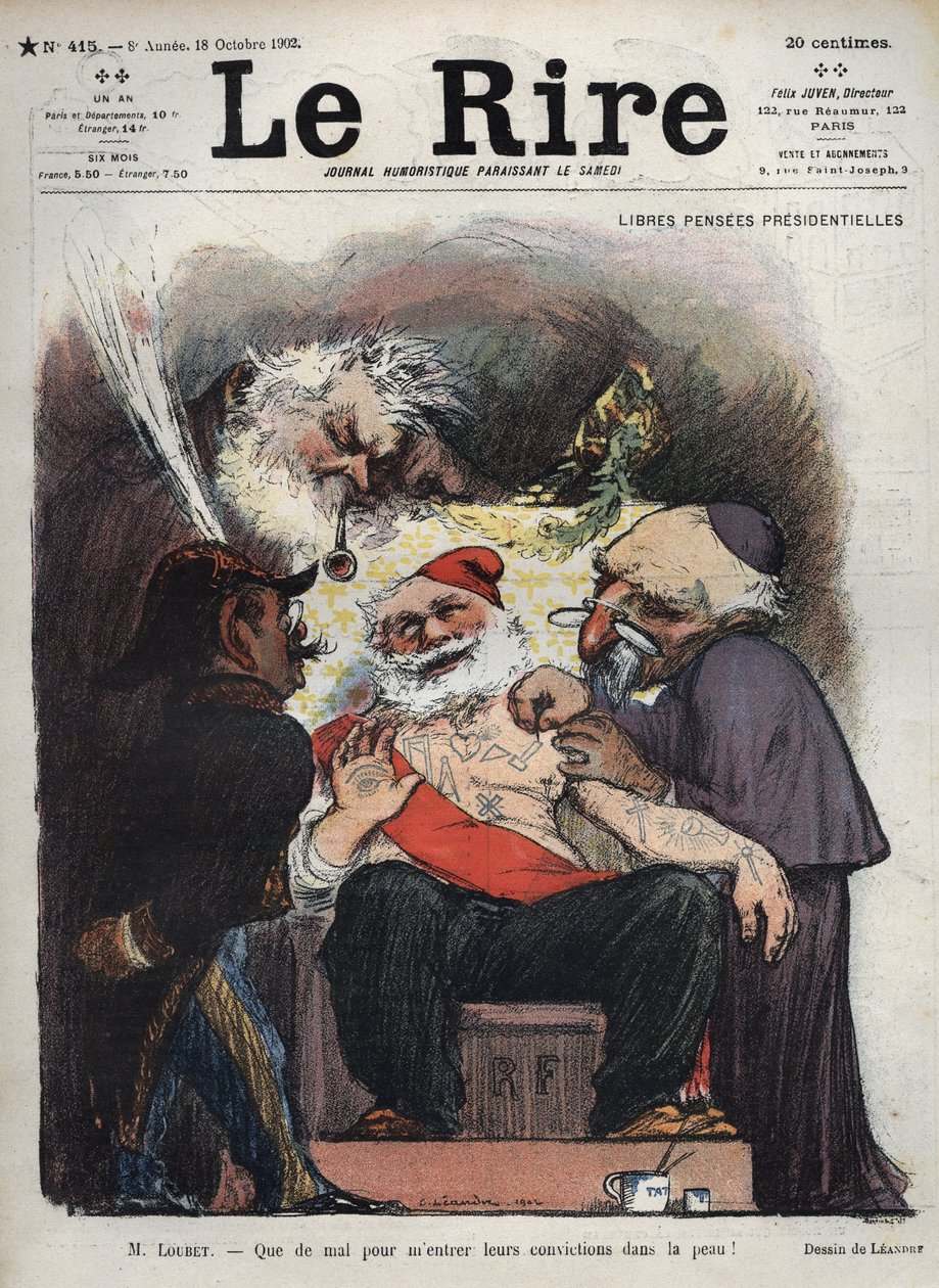 Emile Loubet - Ücretsiz Cumhurbaşkanlığı Emekli Maaşı - Bay Loubet - Onların kanaatlerini tenime sokmak çok zor! - (Charles Leandre (1862-1934) Başkan LOUBET