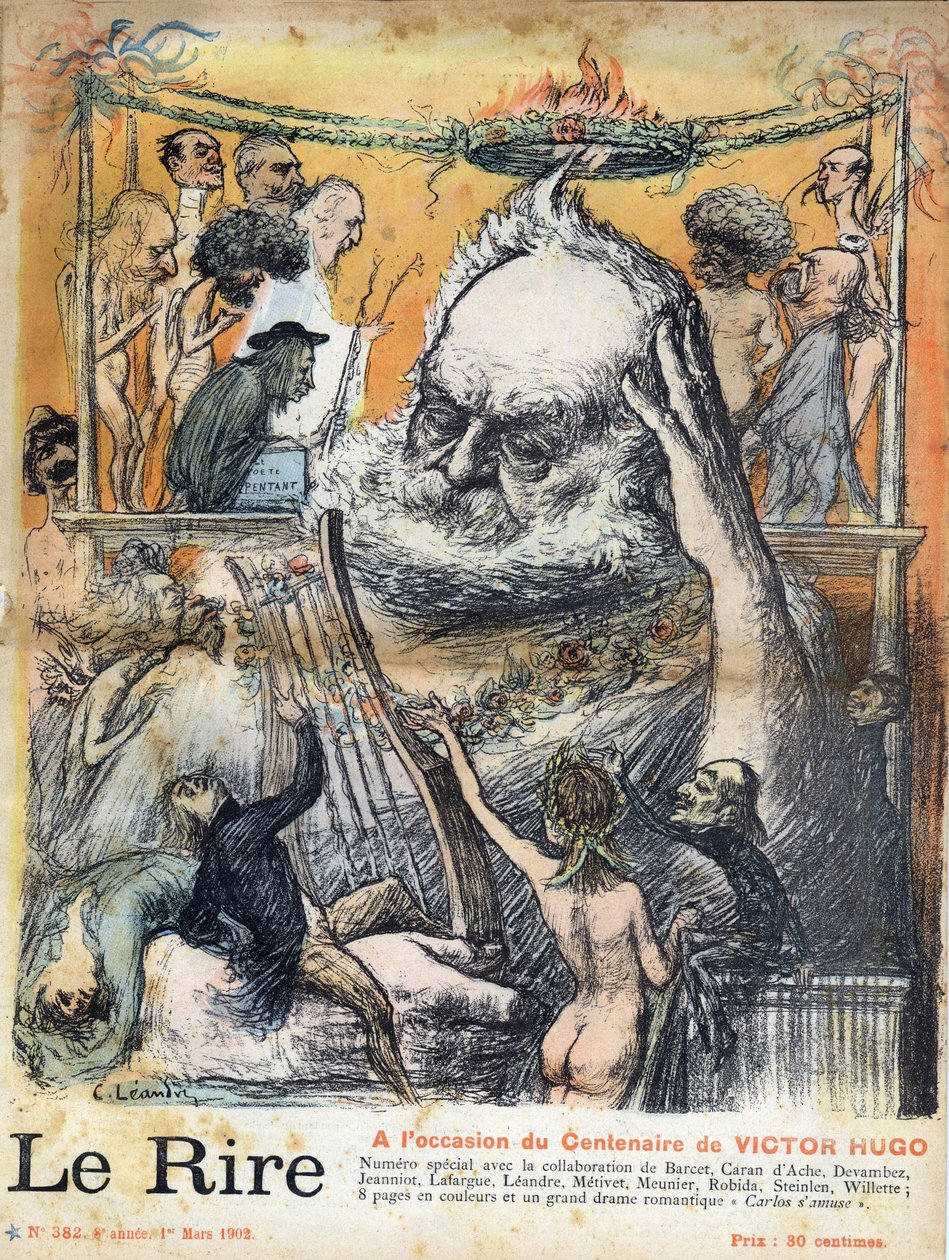 Doğumun yüzüncü yılına adanmış 1 Mart 1902 tarihli “Le rire” gazetesinin ilk sayfası Victor Hugo: Charles Leandre