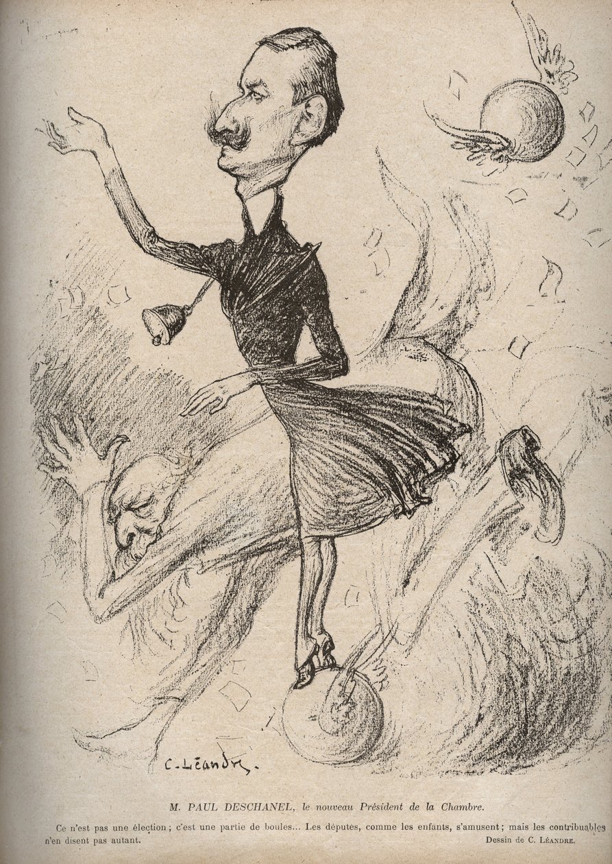 Bay Paul Deschanel Meclisin Yeni Sözcüsü - Charles Leandre (1862-1934) tarafından kaleme alınan karikatür “The Rire”” 1898 by Charles Leandre