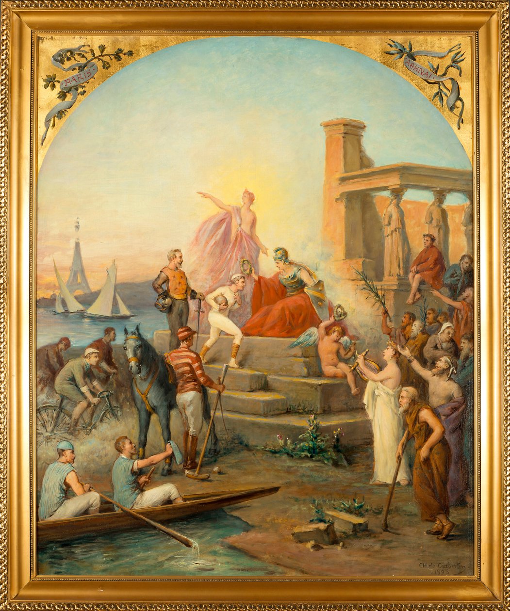 Spor Alegorisi (Spor Alegorisi) - Boyama Charles Louis de Fredy, Baron de Coubertin (1822-1908), tuval üzerine yağlı boya (97.5x80 cm) by Charles Louis Fredy de Coubertin