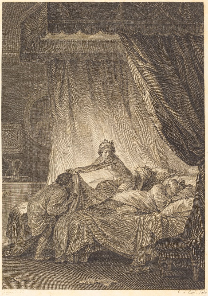 Mona Lisa: Yatak by Charles Louis Lingée after Jean Honoré Fragonard